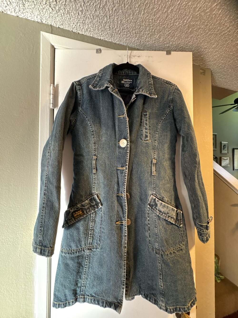 JinBoDun Y2K Vintage Quilted Lined Long Denim Coat